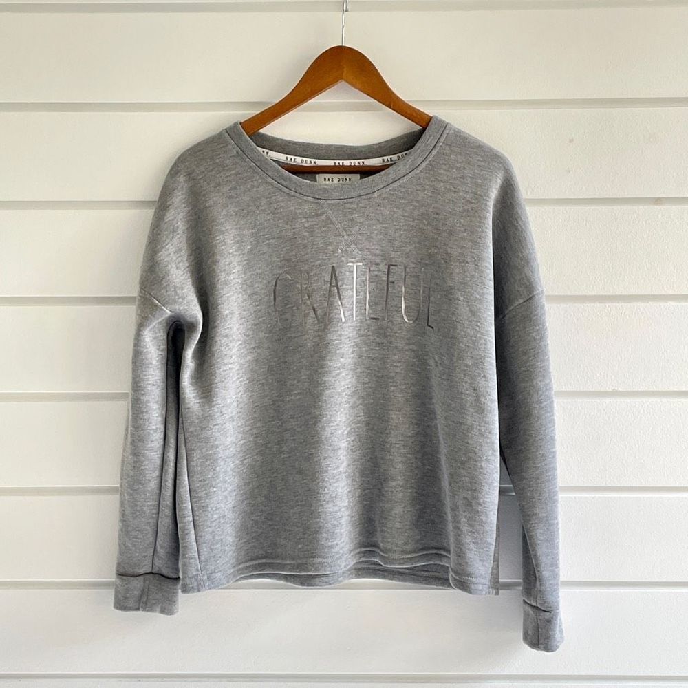 Rae Dunn Women's "GRATEFUL" Pullover Short Sweatshirt Size Small